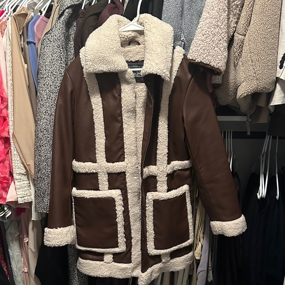 Levi Brown and Cream Teddy Jacket